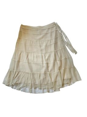 Laundry by Shelli Segal silk cream colored midi length skirt size 12